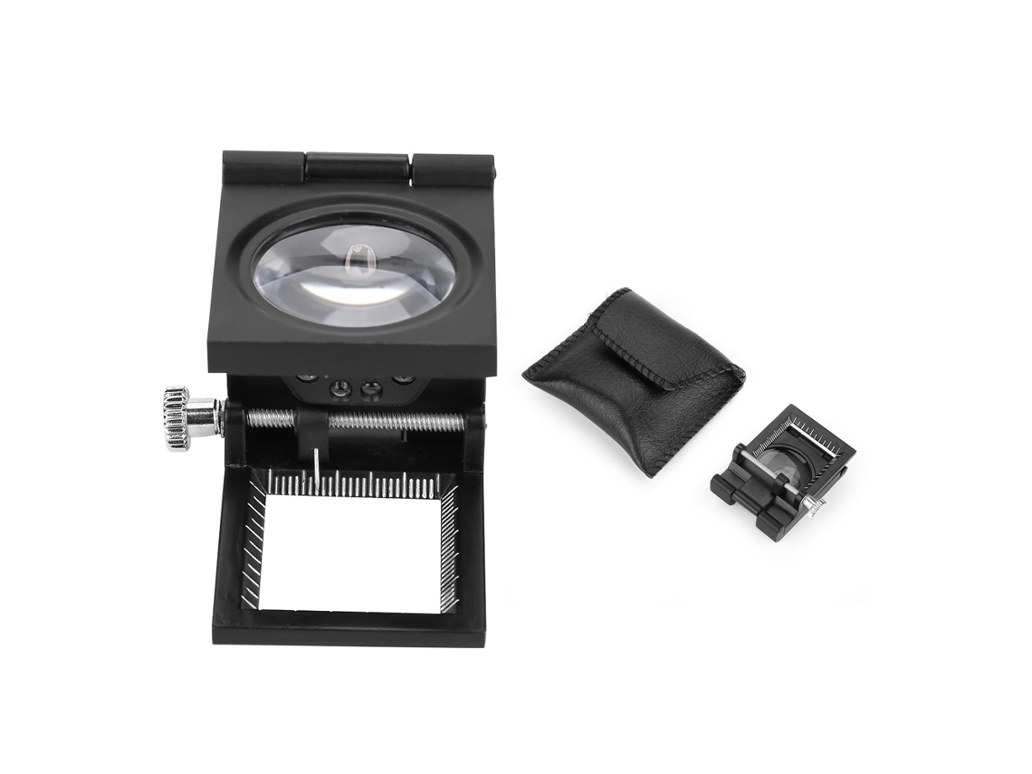 Lupa Plegável 10x De Liga De Zinco Com Cristal Óptico, 2 Luzes Led E Regulador