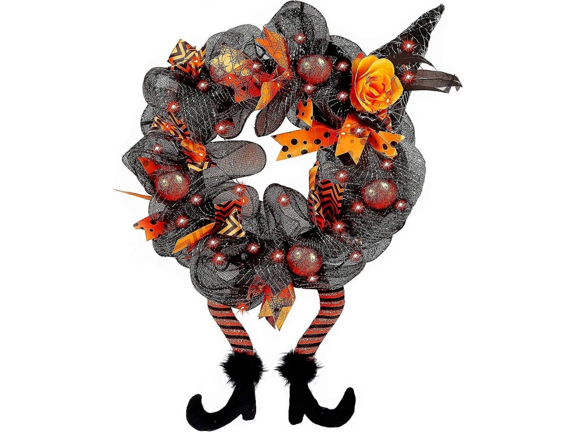Guirlandas De Halloween Para Porta, Decoração De Halloween, Guirlanda De Bruxa Com Chapéu E Pernas. Ly Ebike