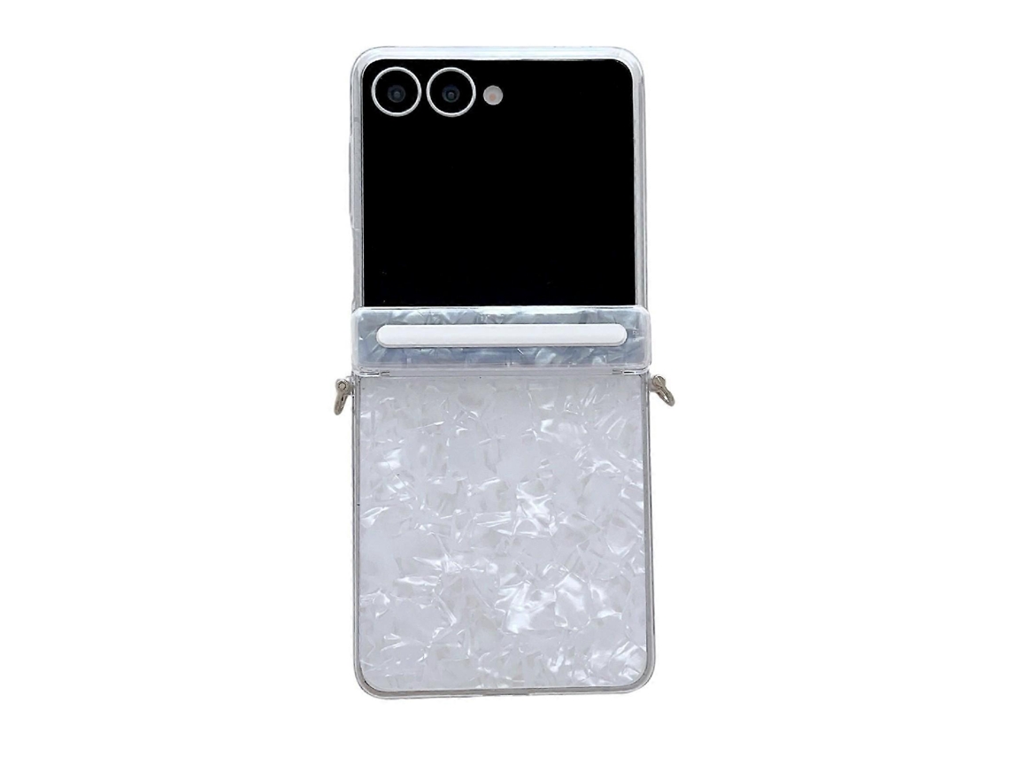 Capa De Celular Com Textura De Concha Perolada E Eixo Com Fivela Lateral Para Samsung Galaxy Flip7 5g