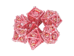 Primerox 7pcs Dados de Metal Poliédricos Ocos de Latão com Equilíbrio Forte para Festas e Jogos de Tabuleiro