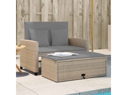 Vidaxl Sofá De Jardim De 2 Lugares Com Almofadões Vime Pe Bege