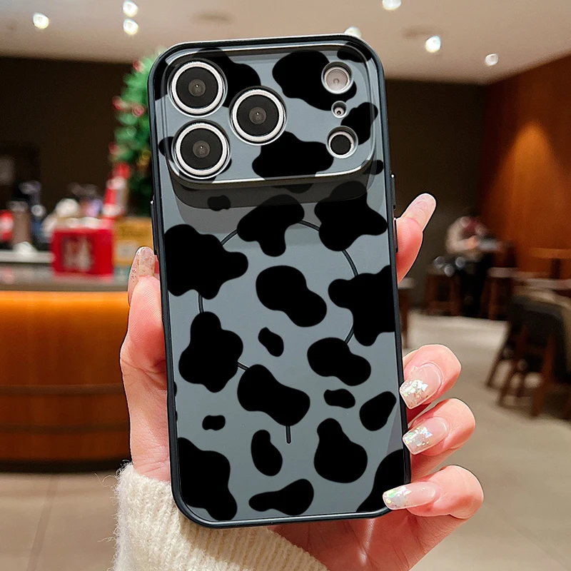 Capa Magnética Para Iphone 14 Com Estampa De Leopardo (preta), Resistente A Impactos E Com Proteção Para A Lente.