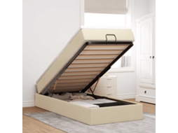 Vidaxl Estrutura De Cama Otomana Com Creme De Colchão 90x200cm Tecido