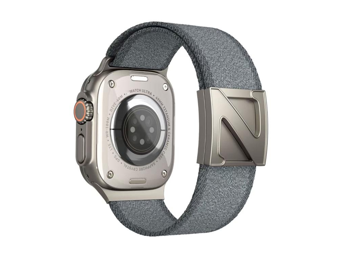 Bracelete para Apple Watch 46/49/45/44mm Nylon Bicolor com Fecho Magnético em Formato Z Cinza Claro, Cinza Escuro XIAOMOYU