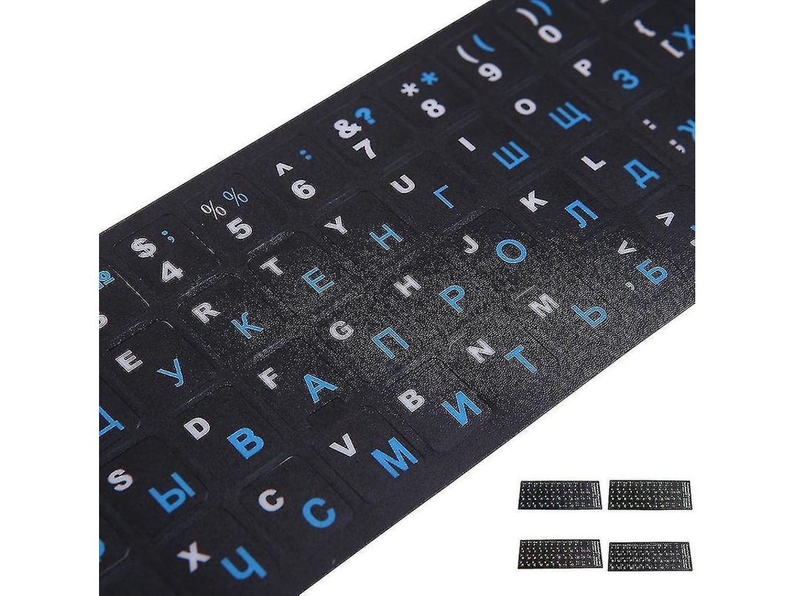Adesivo De Teclado Russo Fundo Preto Com Letras Azul/verde/laranja/branco Para Notebook E Desktop 10-17 Polegadas Blanco