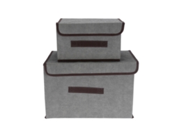 2 Pcs Caixa de Armazenamento Plegável S/MARCA com Capa para Roupas Livros Brinquedos Cinza
