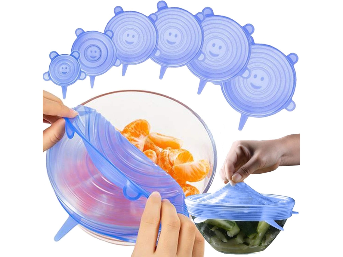 Tapas Elásticas De Silicona, Tapas De Silicona Expandibles Para Ollas, Latas Y Tazones, Juego De 6 Piezas Reutilizables