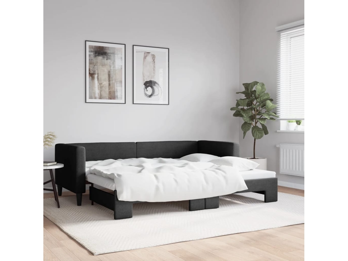 Vidaxl Sofá-cama Com Gavetão 80x200 Cm Tecido Preto