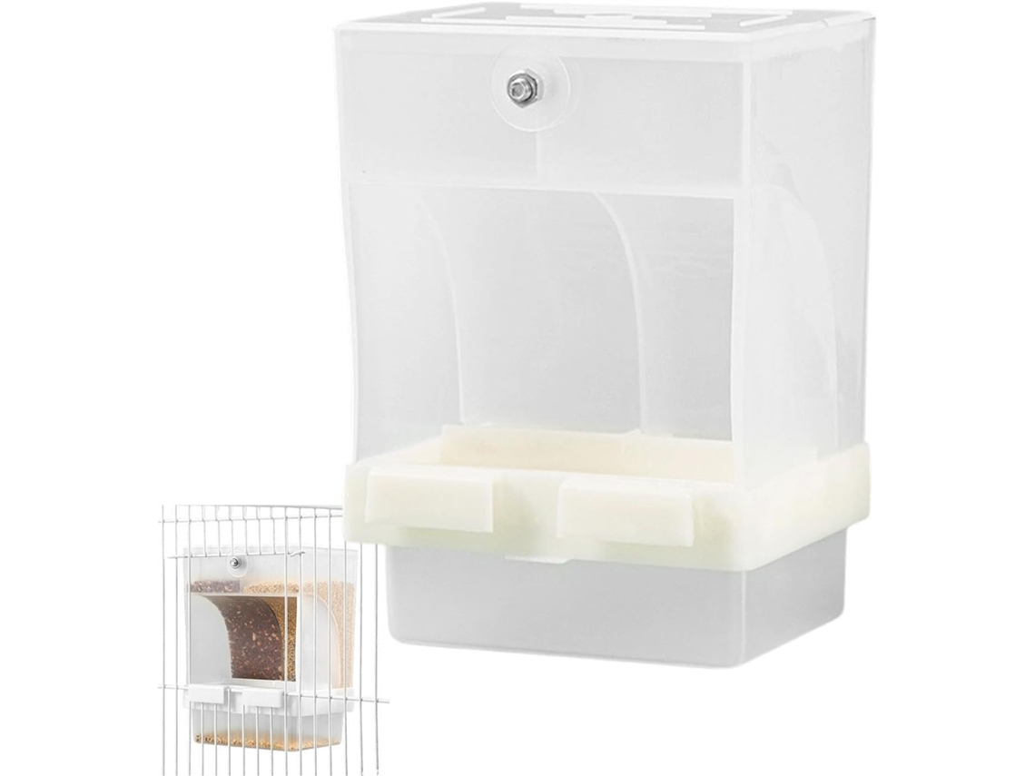 Alimentador Portátil Para Pássaros Com Grade Dupla Transparente, Conjunto De Comedouro E Bebedouro.