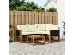 Vidaxl Conjunto De Sofás Para Exterior 5 Pcs Natural E Creme