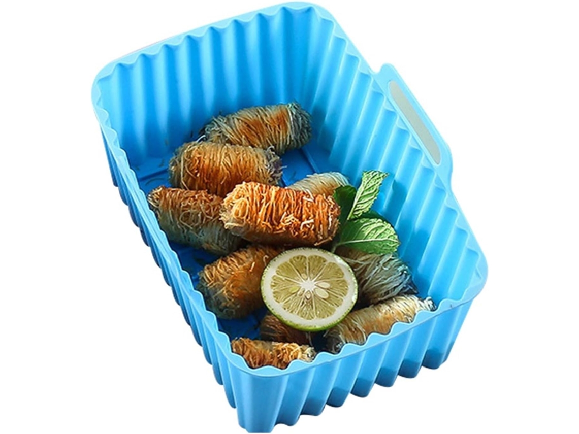 Prato Retangular De Silicone Para Fritadeira A Ar, Resistente A Óleo E Antiaderente (azul Pequeno)