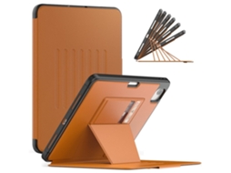 Capa Para Tablet Lurelia, Compatível Com Ipad Pro 13 2024, Castanho, Couro Sintético, Dobrável Com Suporte, Fixação Magnética