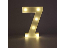 Omni números Led Iluminados 22cm Blancos 0 9 para Bodas Cumpleaños Fiesta Con Baterías Número 7