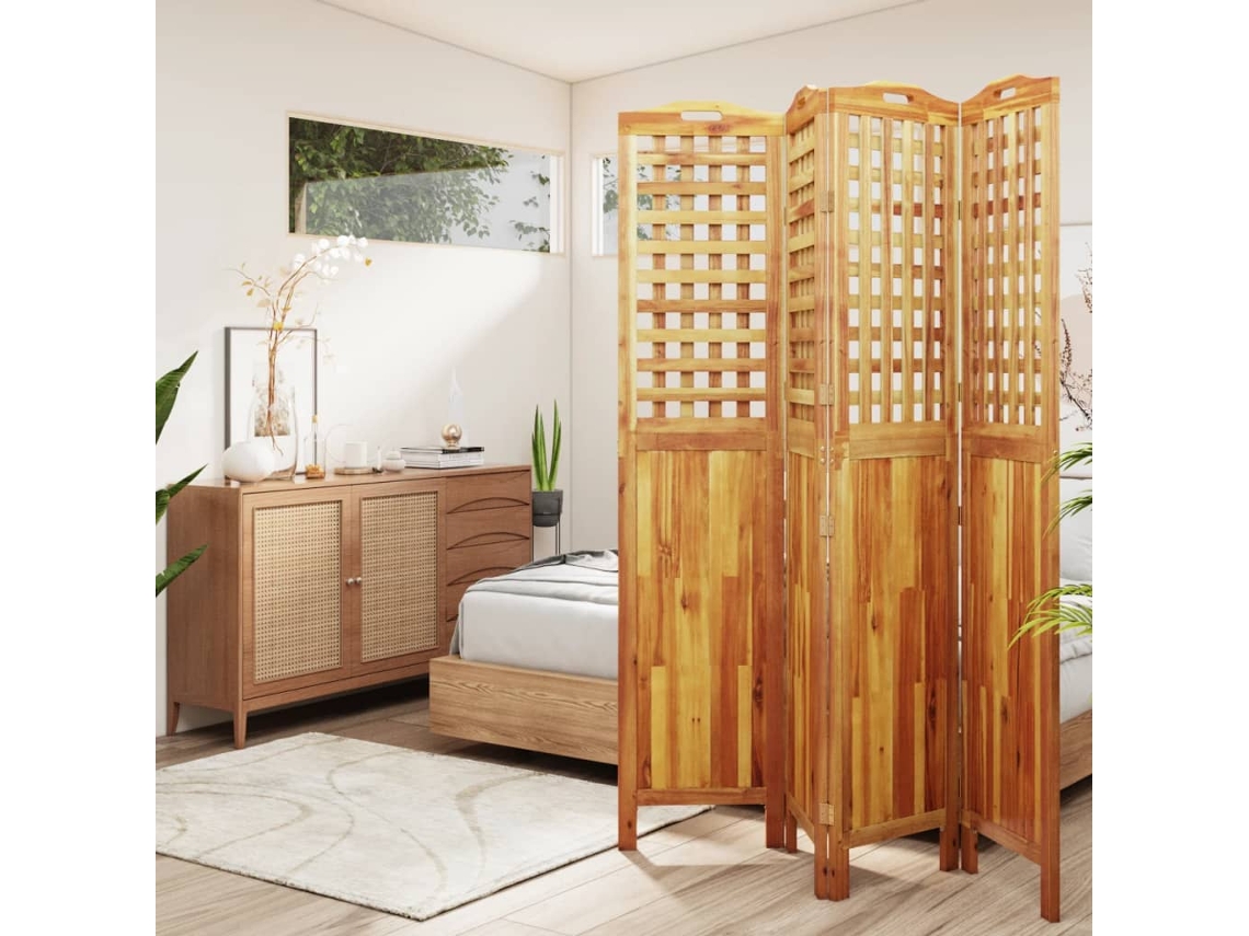 Vidaxl Biombo Com 4 Painéis 162x2x180 Cm Madeira De Acácia Maciça