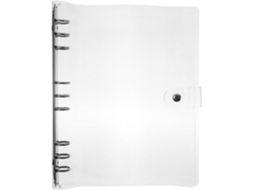 Pasta transparente Operitacx para cadernos, design transparente, material plástico durável, ideal para mesas e notebooks.