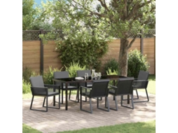 Vidaxl Conjunto De Jantar Para Jardim 7 Unid. Preto Aço Revestido A Pó