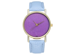 Reloj De Pulsera Analógico De Cuarzo Con Dial Redondo A La Moda (azul Claro)