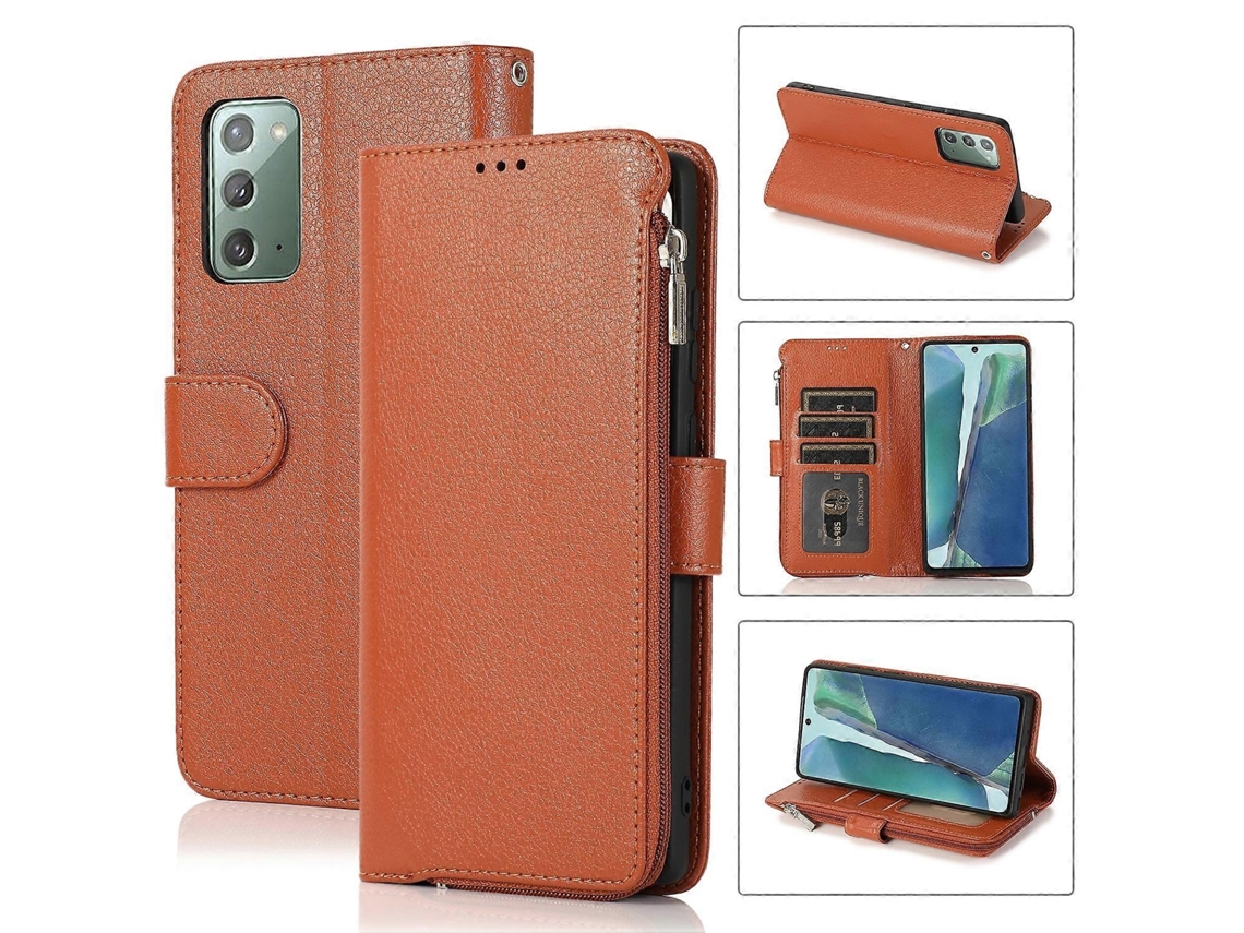 Capa Couro Zíper Para Samsung Galaxy Note20, Elysve