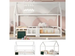 Cama Infantil Kinderbett 90x200cm Pinho Branco Com Guarda-limites E Latada