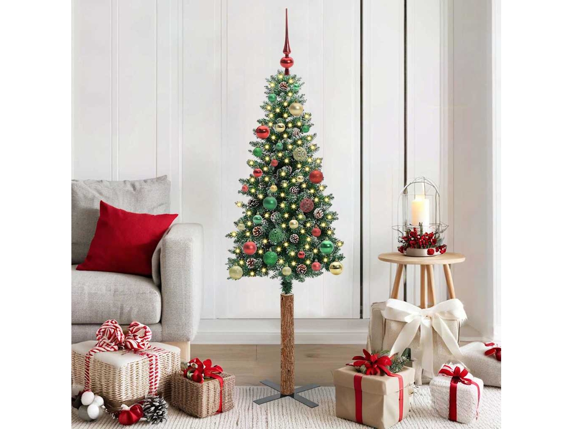 Vidaxl Árvore De Natal Slim Com 150 Leds Com Suporte Verde 150 Cm
