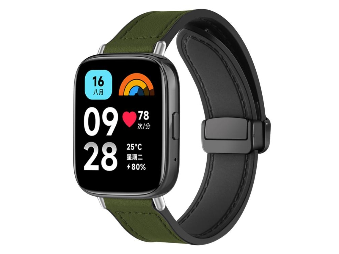 Bracelete Para Redmi Watch 3 Active / Lite - Fivela Magnética - Estampa Crazy Horse Verde-exército