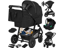Carrinho De Bebé Multifuncional Lionelo Bianka 3em1: Alcofa  Cadeira Auto Assento Reversível Dobrável 0–22 Kg  Acessórios, Preto