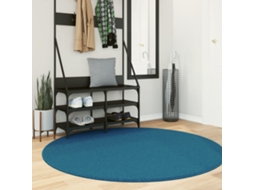 Vidaxl Tapete De Pelo Curto Oviedo Ø 160 Cm Turquesa