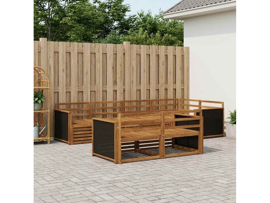 Vidaxl Conjunto De Sofás Para Exterior 7 Pcs Natural