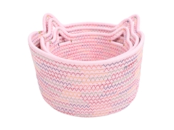 Conjunto Cestos LAXISCREED Gato Rosa 3 Peças