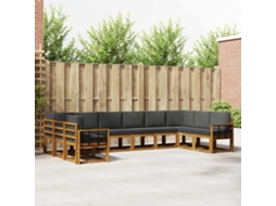 Vidaxl Conjunto De Sofás Para Exterior 10 Unid. Natural E Antracite