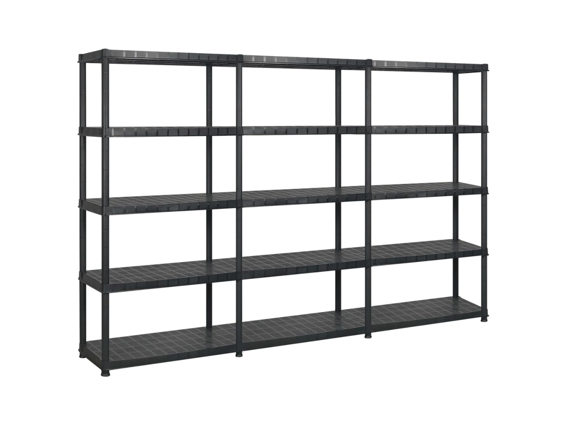 Vidaxl Unidade Com 5 Prateleiras 274,5x45,7x185 Cm Plástico Preto