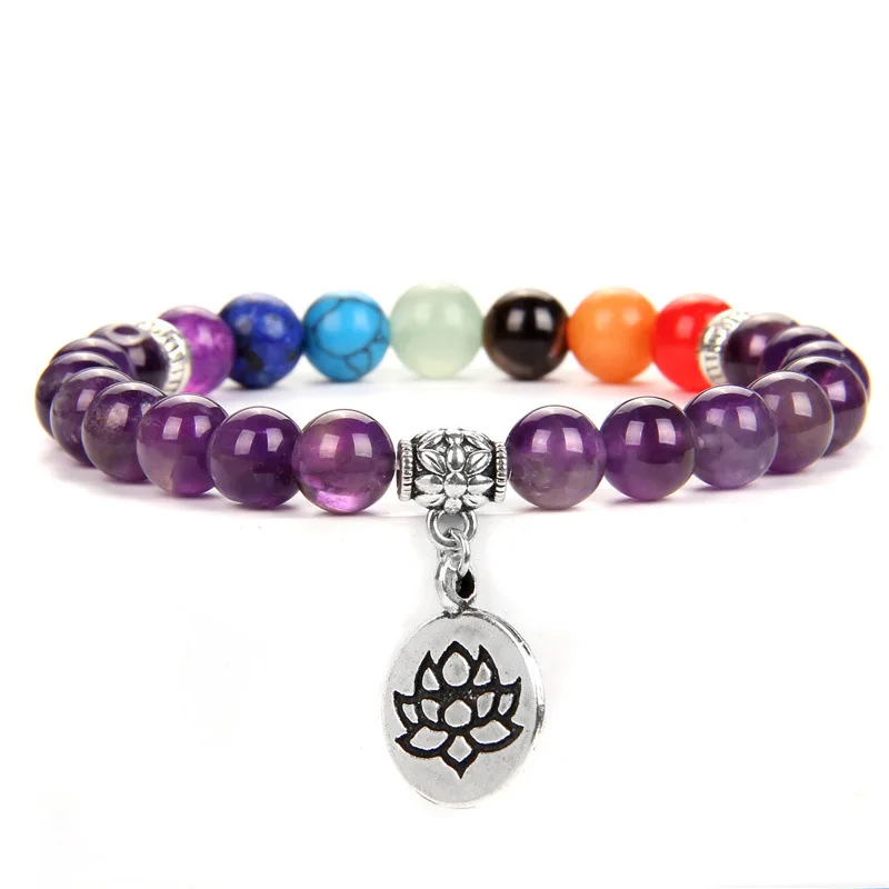 Pulseira de Lótus Budista Tibetana, Pulseira Amuleto de Chakra de Ioga MDUG