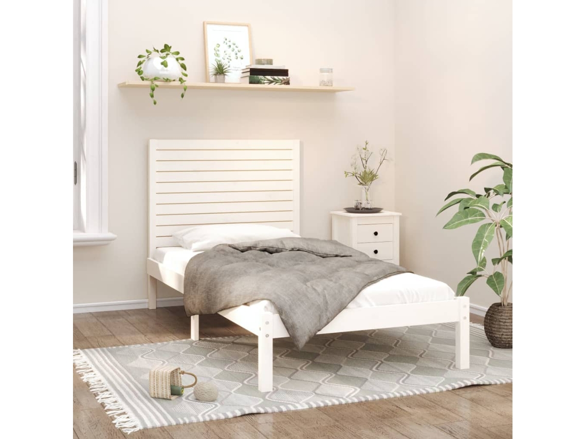 Vidaxl Estrutura De Cama 90x200 Cm Madeira Maciça Branco