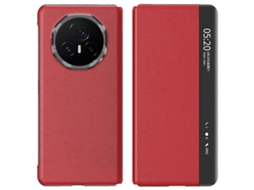 Compre For Honor Magic V3 5g Capa Com Janela De Visualização E Suporte De Couro Pu Capa Para Smartphone Vermelha
