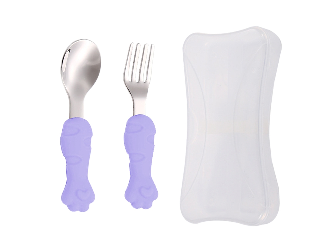 Conjunto de Garfo e Colher para Bebê Utensílios de Treinamento em Silicone NEVEANCE
