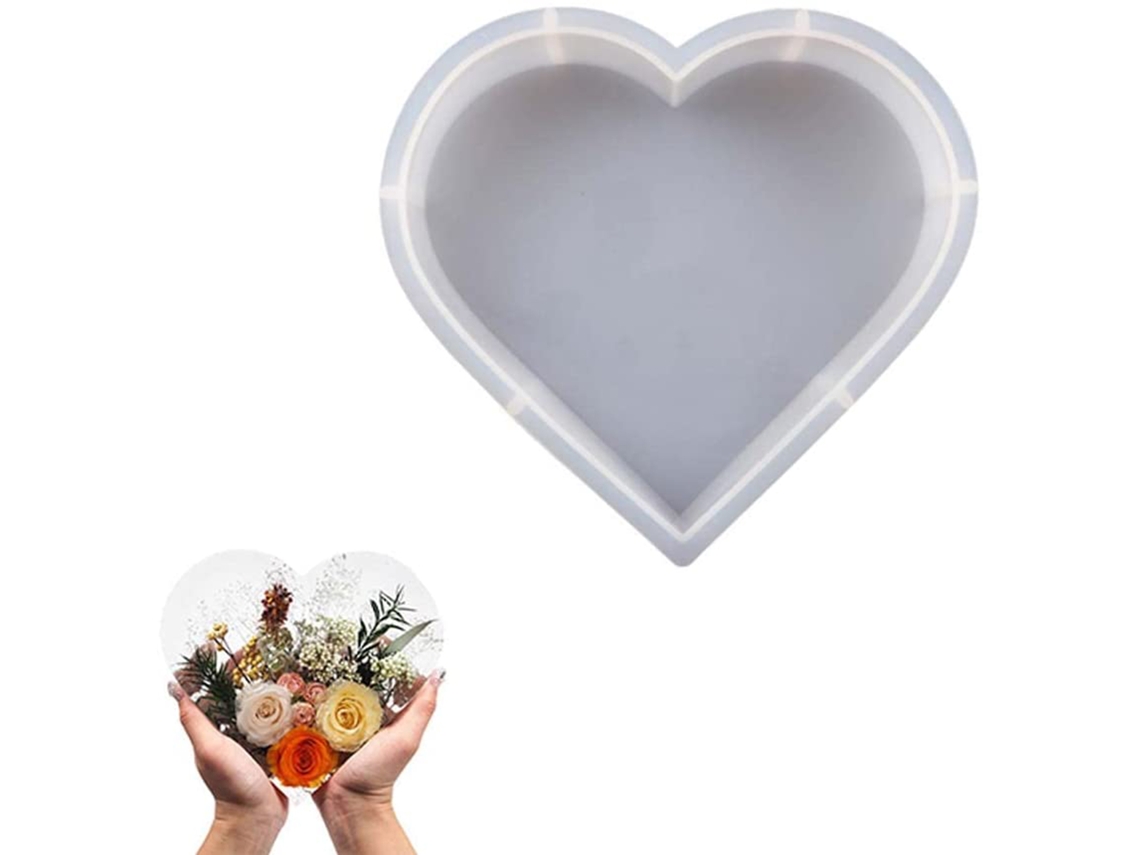 Molda de Silicone Coração para Epóxi Cristal Diy Espelho