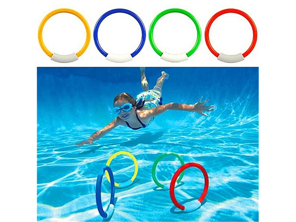 Primerox 4 Anéis de Mergulho para Crianças Brinquedos de Piscina Subaquática Verdes Adequados para 6+ Anos