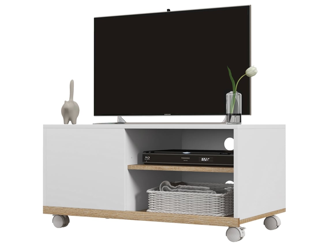Móvel de Tv 42 Polegadas (4 Rodas, 80x45x39,5 Cm, Branco)