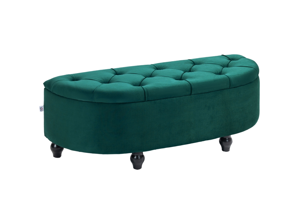 Banco com Baú BTFORUS, assento acolchoado, tampa soft close, efeito veludo, 120x46x42cm, cinza escuro