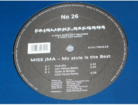 Vinil My Style Is The Best Fairlight Records, A45 Music