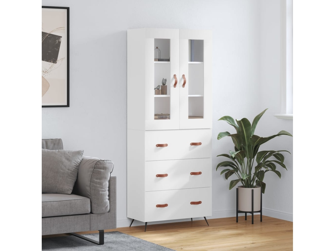 Vidaxl Armário Alto 69,5x34x180 Cm Derivados De Madeira Branco