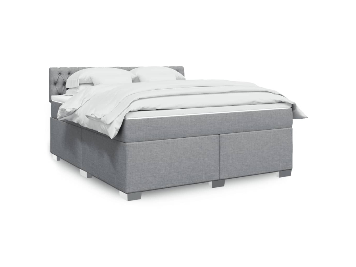 Vidaxl Cama Com Molas/colchão 180x200 Cm Tecido Cinzento-claro