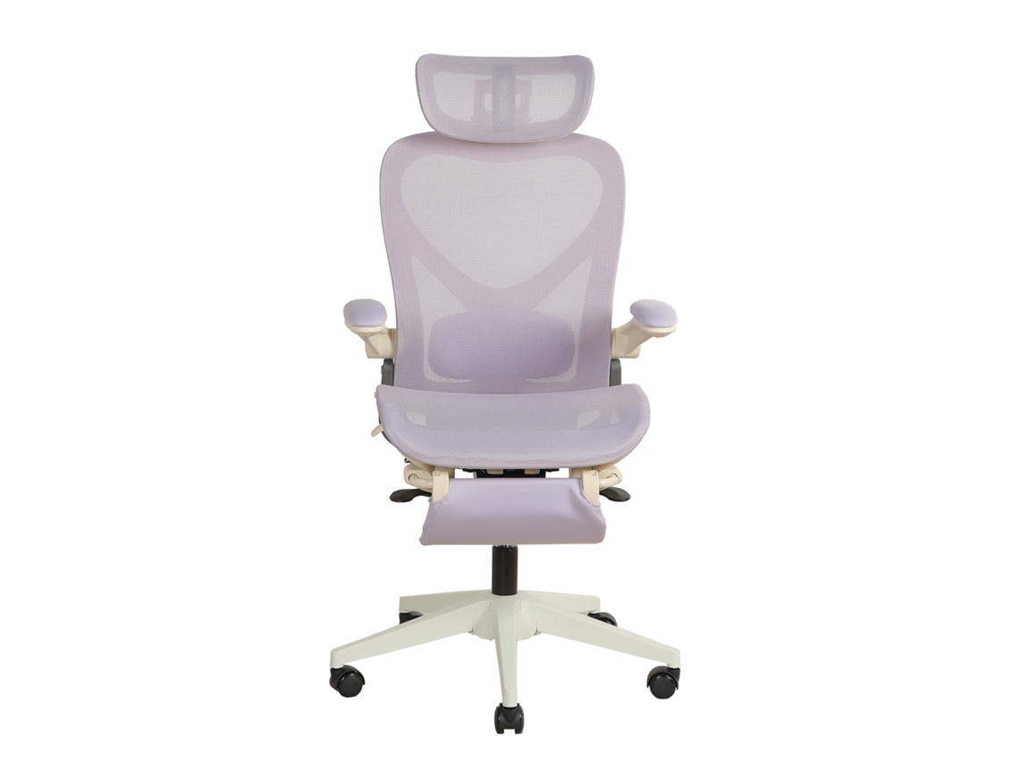 Cadeira De Escritório Ergonômica Dobrável Com Suporte Lombar, Almofada De Malha, Braços Rebatíveis, Apoio De Cabeça 3d E Pedais, Roxa