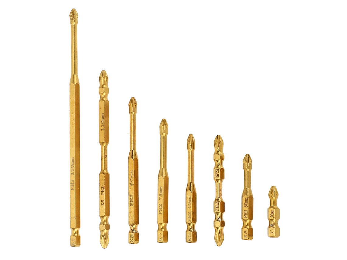 Set De 8 Brocas De Parafusadeira Magnéticas Ph2 Anti-deslizantes K5 Para Impacto Longas E Curtas