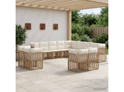 Vidaxl Conjunto de Sofás para Exterior Natural e Branco Creme