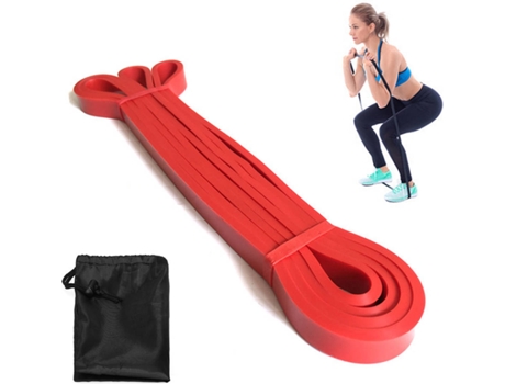 Faixa Elástica de Resistência para Yoga Vermelho  c/ Saco de Transporte Preto (208cm)