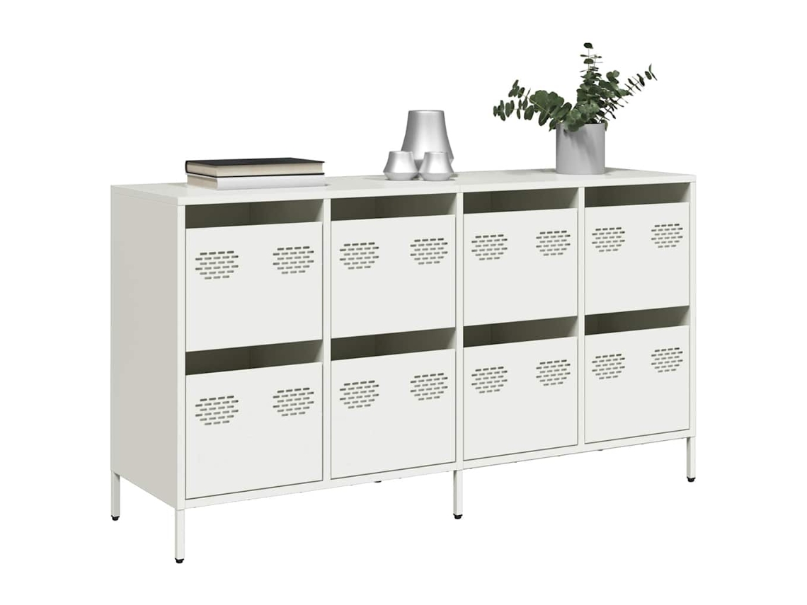 Aparador 135x39x73,5 cm Acero Laminado en Frío Blanco
