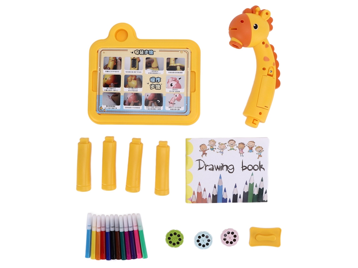 Mesa Projetor De Desenho Educativo Para Crianças Com Tábua De Pintura Led Brinquedo De Aprendizagem Amarelo