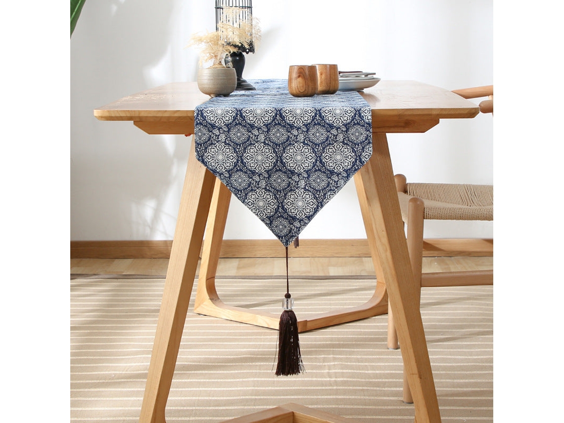 Caminho De Mesa Em Algodão E Linho Japonês, Tema Xadrez, Toalha De Mesa Zen Em Linho Retrô Japonesa, Jogo Americano, Toalha De Mesa Circular Com Vento