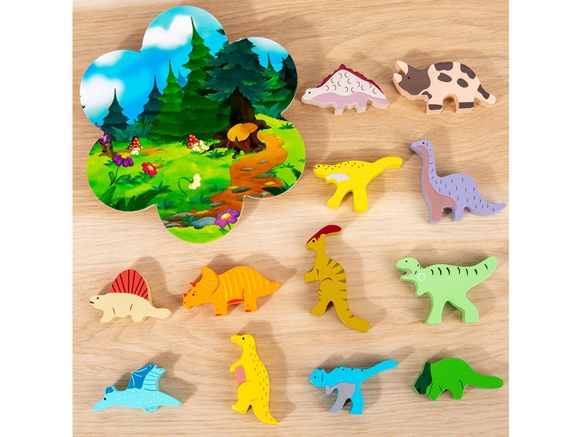 Primerox brinquedos de Dinossauro de Madeira para Empilhar Blocos de Equilíbrio Infantil para Meninos e Meninas